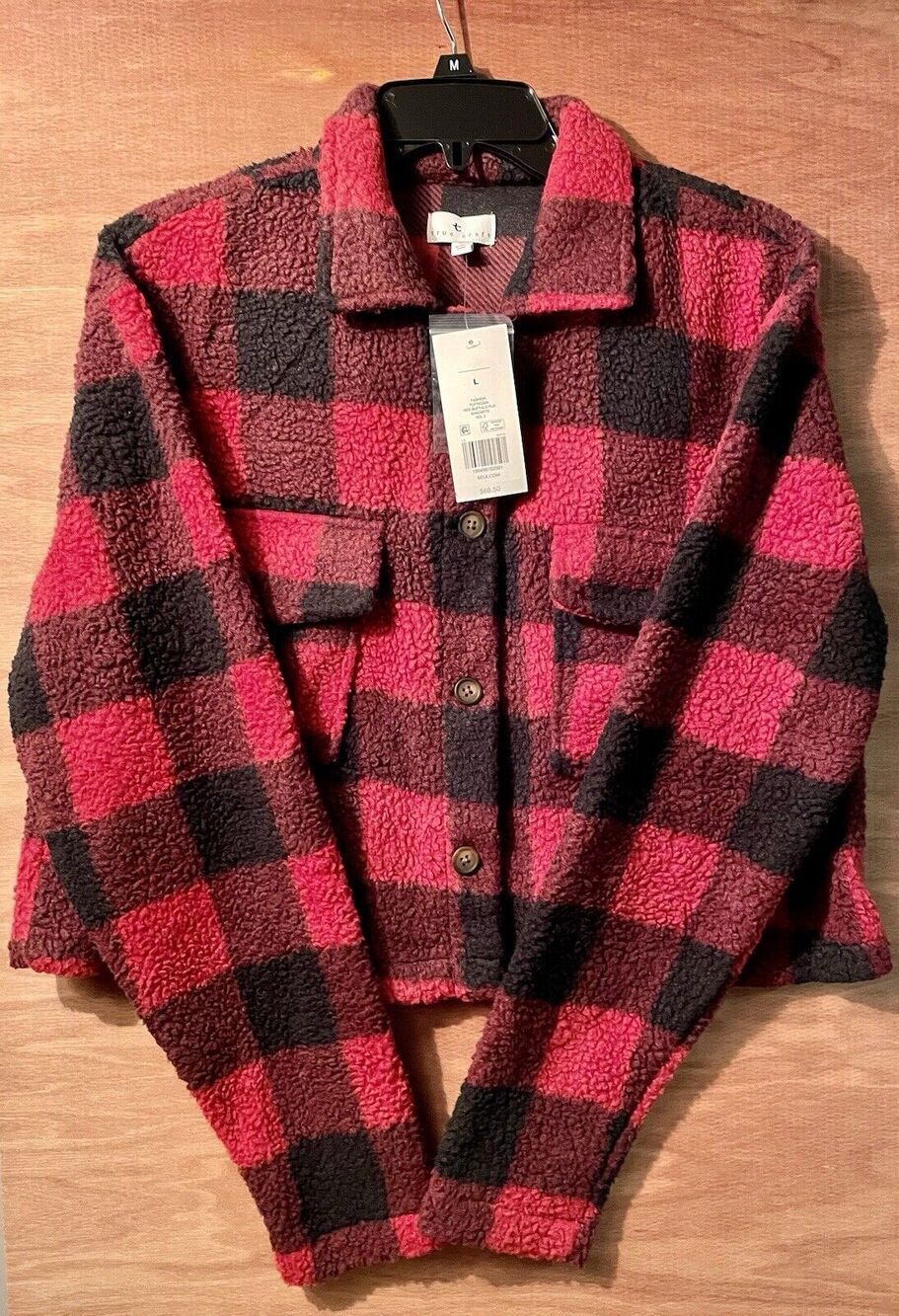 True Craft Jacket Women’s Size Large Red And Black Plaid Fleece